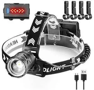 Ecocleanpath 15000 Lumens USB Headlamp, 4 Modes Waterproof Head Torch for Camping, Hiking, Cycling - Black Ecocleanpath 15000 Lumens USB Headlamp, 4 Modes Waterproof Head Torch for Camping, Hiking, Cycling - Black