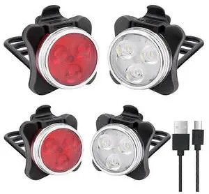Ecocleanpath4-Pack USB Rechargeable Bike Lights, 650mAh Battery, 4 Modes, IPX4 Waterproof, Red/Black Ecocleanpath4-Pack USB Rechargeable Bike Lights, 650mAh Battery, 4 Modes, IPX4 Waterproof, Red/Black