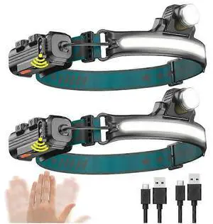 Ecocleanpath Motion Sensor Headlamp, 1000 Lumen LED with 230° Wide Beam, 6 Modes, Rechargeable (Black)