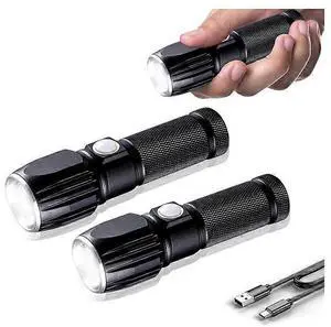 Ecocleanpath 2000 Lumen LED Flashlight, Waterproof Mini Handheld Light with 3 Modes, 2-Pack Black Ecocleanpath 2000 Lumen LED Flashlight, Waterproof Mini Handheld Light with 3 Modes, 2-Pack Black