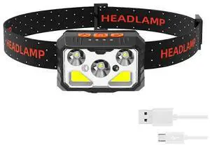Ecocleanpath USB Rechargeable Headlamp with Motion Sensor, 6 Modes & Waterproof for Hard Hat Work, Camping, Car Repair (Black) Ecocleanpath USB Rechargeable Headlamp with Motion Sensor, 6 Modes & Waterproof for Hard Hat Work, Camping, Car Repair (Black)
