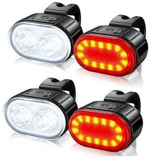 EcocleanpathUSB Rechargeable LED Bike Lights Set, 200 Lumens Front & 14-LED Rear, IPX5 Waterproof, Black EcocleanpathUSB Rechargeable LED Bike Lights Set, 200 Lumens Front & 14-LED Rear, IPX5 Waterproof, Black
