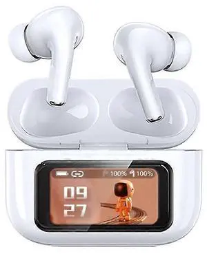ANC+ENC Touch Screen Bluetooth Earphones, 5.4 Dual System, IPX4 Waterproof, White - HD Noise Cancelling