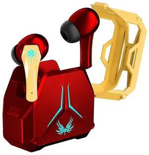 Red TWS Wireless Earphones Bluetooth 5.2, 24H Playtime, Low Latency Gaming & Music