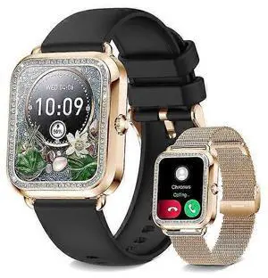 Ecocleanpath Rhinestone Smartwatch with Bluetooth Calls, 1.57" HD Touchscreen, 20 Sports Modes, IP67 Waterproof, Black Ecocleanpath Rhinestone Smartwatch with Bluetooth Calls, 1.57" HD Touchscreen, 20 Sports Modes, IP67 Waterproof, Black