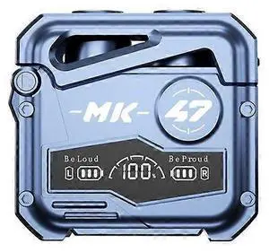 Mecha Style Gaming Wireless Earbuds, Bluetooth 5.3, 45ms Low Latency, 36H Playtime, IPX5 Waterproof (Blue)