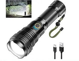 Ecocleanpath XHP70.2 Super Bright Tactical Flashlight, 150000 Lumens Zoomable, 5 Modes, IPX7 Waterproof, 5000mAh Rechargeable (Black) Ecocleanpath XHP70.2 Super Bright Tactical Flashlight, 150000 Lumens Zoomable, 5 Modes, IPX7 Waterproof, 5000mAh Rechargeable (Black)