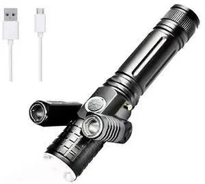 Ecocleanpath 1000 Lumens Rechargeable Tactical Flashlight, 3-LED 300° Rotating Beam, 4 Modes for Camping Hiking Outdoor Ecocleanpath 1000 Lumens Rechargeable Tactical Flashlight, 3-LED 300° Rotating Beam, 4 Modes for Camping Hiking Outdoor