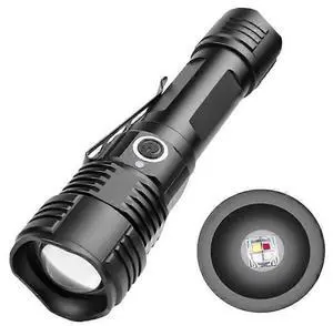 Ecocleanpath USB Rechargeable LED Flashlight, 5 Modes & Zoom, Black Aluminum Alloy Torch for Outdoor & Emergency