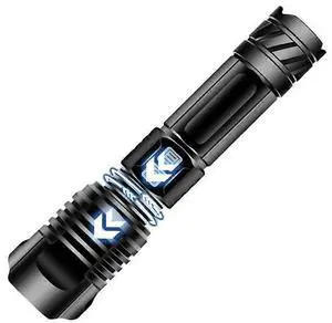 Ecocleanpath Rechargeable LED Telescopic Flashlight with USB Charging, Zoom & Durable Aluminum for Camping, Hiking (Black)
