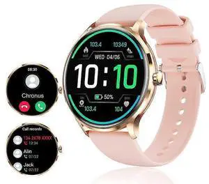 Ecocleanpath Smart Watch 1.39" Full Touch, Bluetooth 5.2, IP67 Waterproof, 114 Sports Modes, Pink for Men & Women