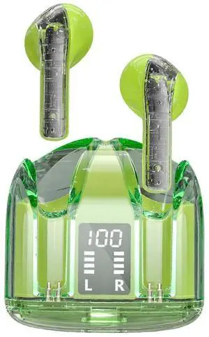 Green TWS Wireless Earbuds, Bluetooth 5.3 with ENC Noise Cancelling & Mic for iPhone/Android Green TWS Wireless Earbuds, Bluetooth 5.3 with ENC Noise Cancelling & Mic for iPhone/Android