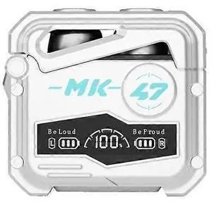 Mecha Style Gaming Wireless Earbuds, Bluetooth 5.3 HiFi Sound, 45ms Low Latency, 36H Playtime, White