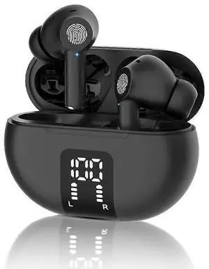 Bluetooth 5.3 Wireless Earbuds, 40H Playtime LED Display, Bass Stereo with Mic for iPhone Android