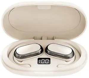 Open Ear Wireless Earbuds with Ear Hook, Bone Conduction Bluetooth, ENC Noise Cancelling, for Running & iPhone (White) Open Ear Wireless Earbuds with Ear Hook, Bone Conduction Bluetooth, ENC Noise Cancelling, for Running & iPhone (White)