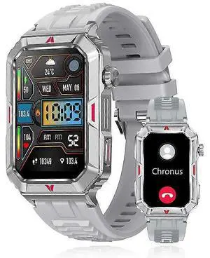 Ecocleanpath Men's Smart Watch 1.57" Square Screen, 20-Day Battery, Bluetooth Calls, Fitness Tracker for Android iOS, Grey Ecocleanpath Men's Smart Watch 1.57" Square Screen, 20-Day Battery, Bluetooth Calls, Fitness Tracker for Android iOS, Grey