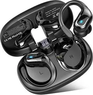 Wireless Bluetooth 5.4 Earbuds, 75H Playtime, IP7 Waterproof, CVC8.0 Noise Cancelling Mic for Running (Black)
