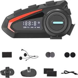 BT5.1 Motorcycle Helmet Headset - Smart Noise Reduction, 30H Talk, Dual Phone Connect (Black) BT5.1 Motorcycle Helmet Headset - Smart Noise Reduction, 30H Talk, Dual Phone Connect (Black)