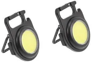 Ecocleanpath 2-Pack USB Rechargeable COB Keychain Flashlight with Magnet & Bottle Opener, Black