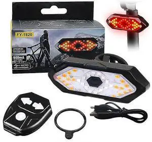 EcocleanpathRechargeable Bike Tail Light with Turn Signals & Horn, Remote Control, Waterproof LED Rear Light (Black) EcocleanpathRechargeable Bike Tail Light with Turn Signals & Horn, Remote Control, Waterproof LED Rear Light (Black)