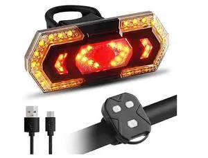 EcocleanpathUSB Rechargeable Bike Taillight with Remote Control, Turn Signals & Horn - 5 Modes, 160 Lumens, Waterproof (Black) EcocleanpathUSB Rechargeable Bike Taillight with Remote Control, Turn Signals & Horn - 5 Modes, 160 Lumens, Waterproof (Black)