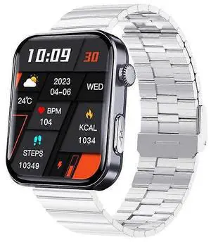 Ecocleanpath Smart Watch 2.01" HD Screen, ECG & Health Monitor, 100+ Sports Modes, Black