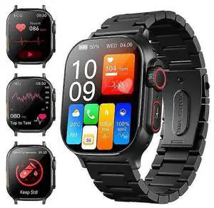Ecocleanpath Smart Watch 2.01" 4G with ECG & Blood Oxygen Monitoring, 100+ Sports Modes, Black