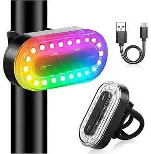 EcocleanpathUSB Rechargeable Bike Tail Light, Super Bright 7 Color 14 Mode LED Safety Flashlight for Cycling & Skateboarding (Black) EcocleanpathUSB Rechargeable Bike Tail Light, Super Bright 7 Color 14 Mode LED Safety Flashlight for Cycling & Skateboarding (Black)
