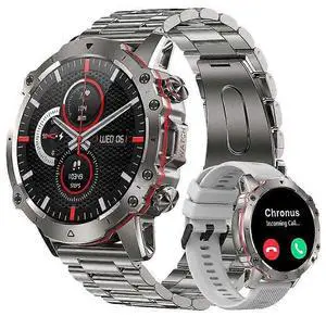 Ecocleanpath Military Smart Watch for Men: Bluetooth Calling, 50+ Sports Modes, 1.43" AMOLED, 400mAh Battery, Silver Ecocleanpath Military Smart Watch for Men: Bluetooth Calling, 50+ Sports Modes, 1.43" AMOLED, 400mAh Battery, Silver