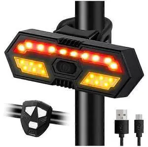 EcocleanpathUSB Rechargeable Bike Turn Signal Light - Wireless Remote, 6 Modes, Waterproof LED Front & Rear Safety Light (Black) EcocleanpathUSB Rechargeable Bike Turn Signal Light - Wireless Remote, 6 Modes, Waterproof LED Front & Rear Safety Light (Black)