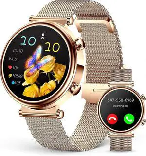 Ecocleanpath Women's Smart Watch with Call Function, 1.27" AMOLED, Heart Rate/Sleep Tracker, IP68 Waterproof, Rose Gold
