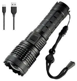 Ecocleanpath 1500 Lumen Tactical Flashlight, USB Rechargeable Zoomable LED Light with 5 Modes & IPX5 Waterproof (Black) Ecocleanpath 1500 Lumen Tactical Flashlight, USB Rechargeable Zoomable LED Light with 5 Modes & IPX5 Waterproof (Black)