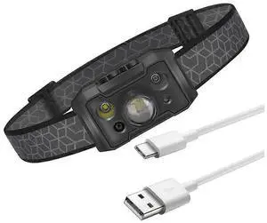 Ecocleanpath 1200 Lumen LED Headlamp Flashlight - 5 Modes, Waterproof, Hand Gesture Control (Black)