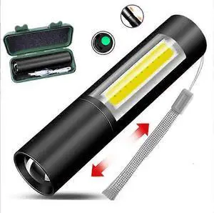 Ecocleanpath Super Bright Rechargeable LED Flashlight - Zoomable, 3 Modes, USB Charging for Camping & Outdoors (Black)