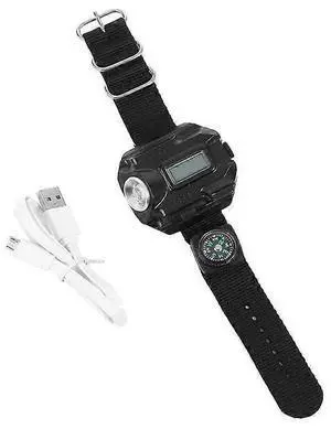 Ecocleanpath Rechargeable LED Wrist Flashlight Watch with Time Display, Multi-Tool Outdoor Light for Camping & Hiking (Black) Ecocleanpath Rechargeable LED Wrist Flashlight Watch with Time Display, Multi-Tool Outdoor Light for Camping & Hiking (Black)