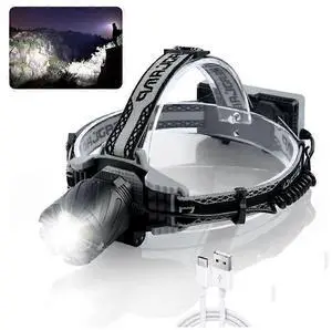 Ecocleanpath 100000 Lumens LED Headlamp - Rechargeable, Zoomable, Digital Display & Power Bank, Black Ecocleanpath 100000 Lumens LED Headlamp - Rechargeable, Zoomable, Digital Display & Power Bank, Black