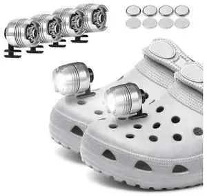 Ecocleanpath 4Pcs White LED Headlights for Croc Shoes, 3-Mode Flashlight Attachment for Hiking & Camping Ecocleanpath 4Pcs White LED Headlights for Croc Shoes, 3-Mode Flashlight Attachment for Hiking & Camping