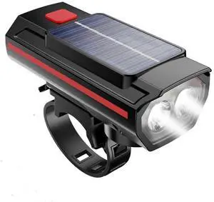 EcocleanpathSolar Bike Headlight with 3 Modes & 120dB Horn - 200m Beam, USB Charging, Waterproof (Red) EcocleanpathSolar Bike Headlight with 3 Modes & 120dB Horn - 200m Beam, USB Charging, Waterproof (Red)