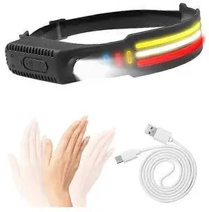 Ecocleanpath 1200LM Rechargeable LED Headlamp with Motion Sensor, 10 Modes, IPX4 Waterproof, Black