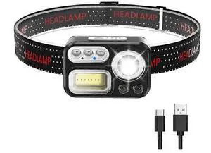 Ecocleanpath USB-C Rechargeable Headlamp, 200 Lumen Waterproof LED Head Torch with Motion Sensor & 8 Modes (Black) Ecocleanpath USB-C Rechargeable Headlamp, 200 Lumen Waterproof LED Head Torch with Motion Sensor & 8 Modes (Black)