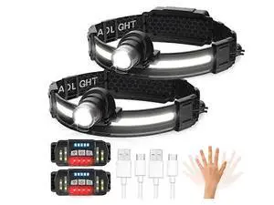 Ecocleanpath 2 Pack Rechargeable Headlamp, 230 Wide Beam with Motion Sensor, Waterproof Head Light for Outdoor Use (Black) Ecocleanpath 2 Pack Rechargeable Headlamp, 230 Wide Beam with Motion Sensor, Waterproof Head Light for Outdoor Use (Black)