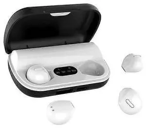 Bluetooth 5.2 Mini Invisible Earbuds, IPX5 Waterproof, Hi-Fi Sound, 1200mAh Charging Case for Work & Sports (White)
