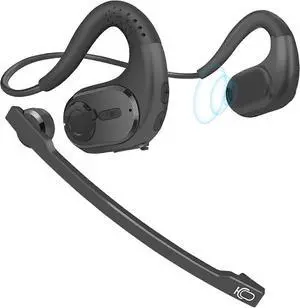 G9 Open-Ear Bluetooth Headset with Detachable Mic, Noise Cancelling, 12H Playtime, IPX5 Waterproof (Black)