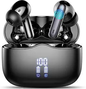 Bluetooth 5.3 Wireless Earbuds, ENC Noise Cancelling Mic, 40H Playtime, IP7 Waterproof, HiFi Stereo, Black Bluetooth 5.3 Wireless Earbuds, ENC Noise Cancelling Mic, 40H Playtime, IP7 Waterproof, HiFi Stereo, Black