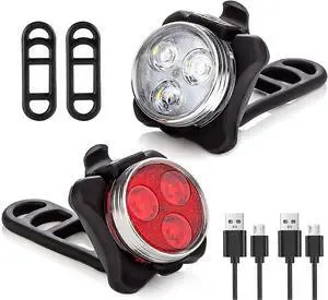EcocleanpathUSB Rechargeable Bike Light Set, 2-Piece 650mAh LED Headlight & Taillight, 4 Modes, Waterproof for Cycling Safety