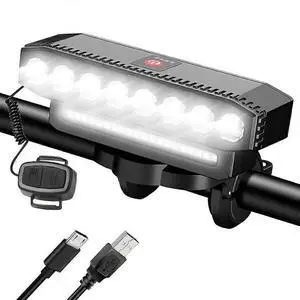 Ecocleanpath28LED USB Rechargeable Bike Headlight with Horn, 7 Modes, 6000 Lumen, Black Ecocleanpath28LED USB Rechargeable Bike Headlight with Horn, 7 Modes, 6000 Lumen, Black