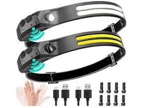 Ecocleanpath 2PCS LED Headlamp Rechargeable - 230 COB Super Bright, Motion Sensor, USB-C, IPX5 Waterproof (Black) Ecocleanpath 2PCS LED Headlamp Rechargeable - 230 COB Super Bright, Motion Sensor, USB-C, IPX5 Waterproof (Black)