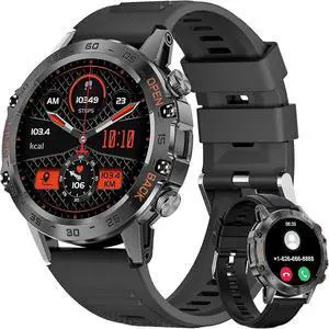 Ecocleanpath Men's Military Smartwatch: 1.39" HD Tactical, Bluetooth Calling, 5ATM Waterproof, 100+ Sports Modes Ecocleanpath Men's Military Smartwatch: 1.39" HD Tactical, Bluetooth Calling, 5ATM Waterproof, 100+ Sports Modes