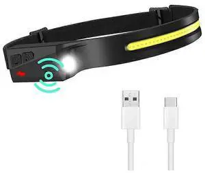 Ecocleanpath Rechargeable LED Headlamp with Motion Sensor, 230° Wide Beam & Waterproof, Black Ecocleanpath Rechargeable LED Headlamp with Motion Sensor, 230° Wide Beam & Waterproof, Black