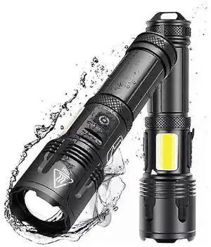 Ecocleanpath 20000 Lumens Rechargeable LED Tactical Flashlight, XHP70 High Power, IP67 Waterproof, Black